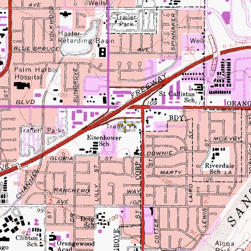 Topographic Map of Berrydale Trailer Park, CA