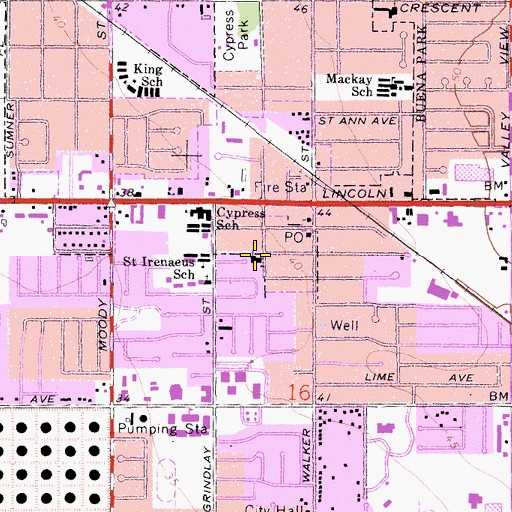 Topographic Map of First Southern Baptist Church of Cypress, CA