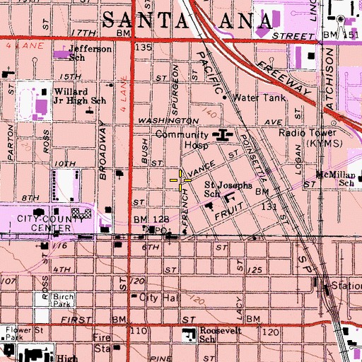 Topographic Map of French Park, CA