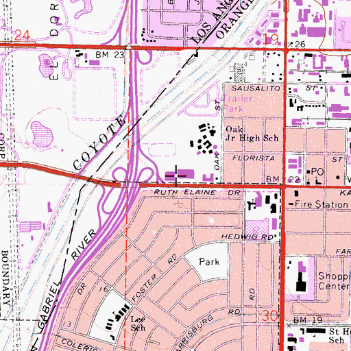 Topographic Map of Los Alamitos City Hall, CA
