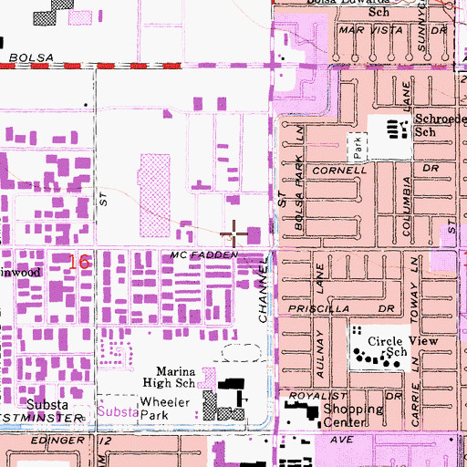 Topographic Map of Claremont High School, CA