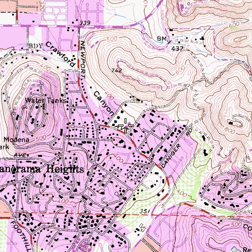 Topographic Map of Panorama Elementary School, CA