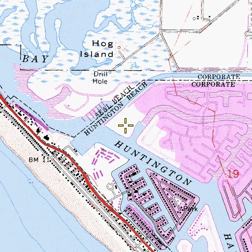 Topographic Map of Sea Bridge Park, CA