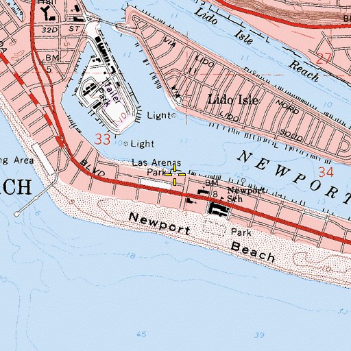Topographic Map of American Legion Yacht Club, CA