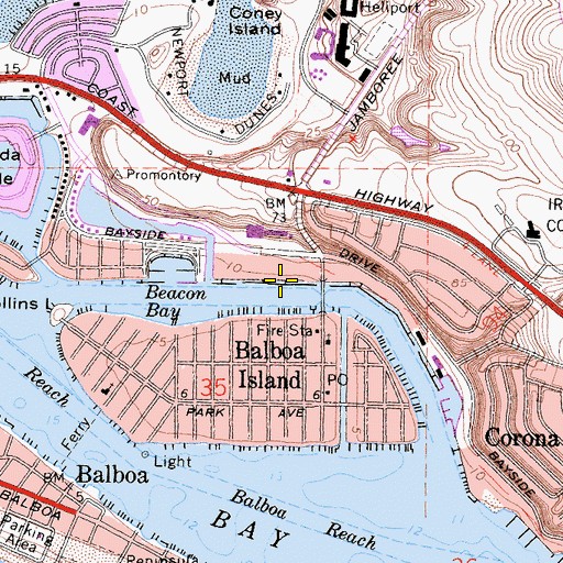 Topographic Map of Shark Island Yacht Club, CA