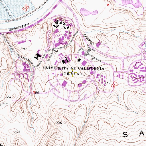 Topographic Map of Aldrich Park, CA
