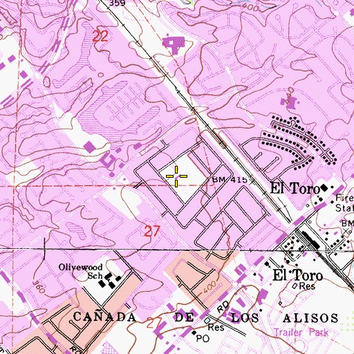 Topographic Map of Aliso Elementary School, CA