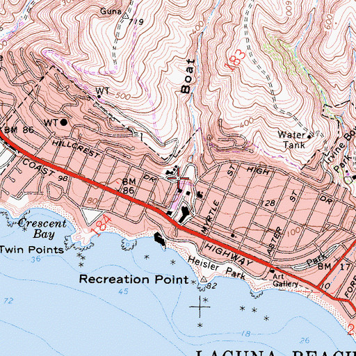 Topographic Map of Boat Canyon Park, CA