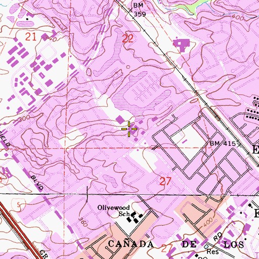 Topographic Map of Lake Forest Village Shopping Center, CA