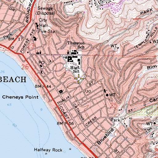 Topographic Map of Nita Carman Park, CA