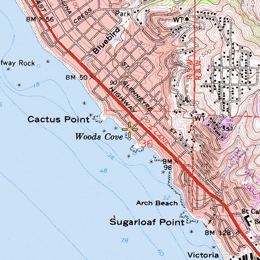 Topographic Map of Ruby Street Park, CA