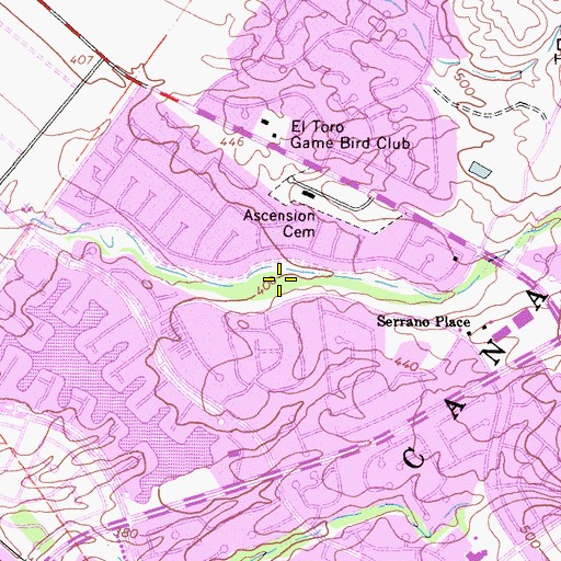 Topographic Map of Serrano Creek Community Park, CA