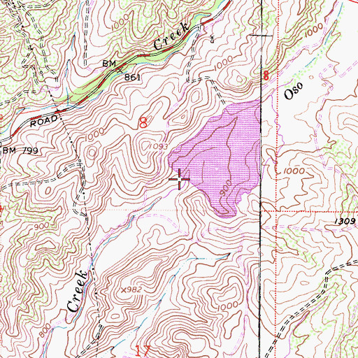 Topographic Map of Upper Oso Reservoir, CA