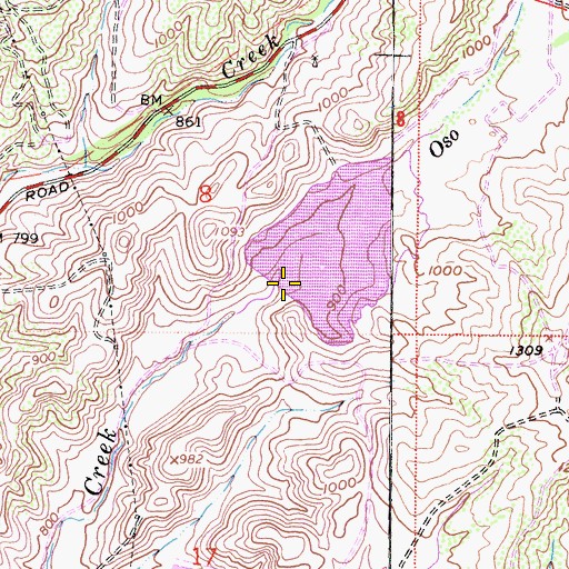 Topographic Map of Upper Oso Reservoir, CA