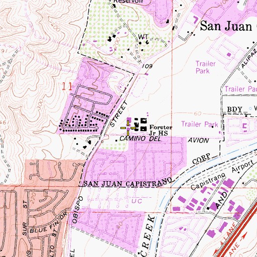 Topographic Map of Del Obispo Elementary School, CA