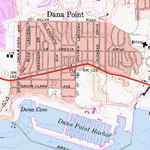 Topographic Map of Lantern Bay Village Shopping Center, CA