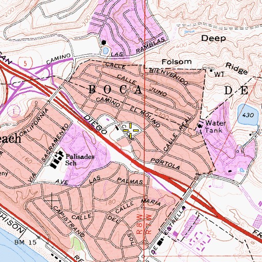 Topographic Map of Sunset Park, CA