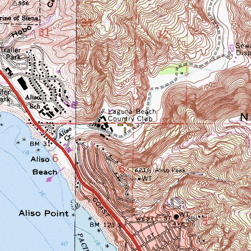 Topographic Map of Aliso Creek Golf Course, CA