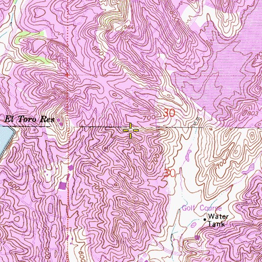 Topographic Map of Aurora Park, CA