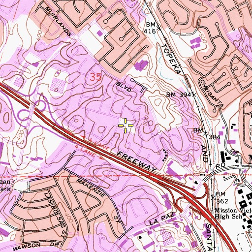 Topographic Map of Doria Park, CA