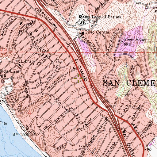 Topographic Map of El Camino Plaza Shopping Center, CA
