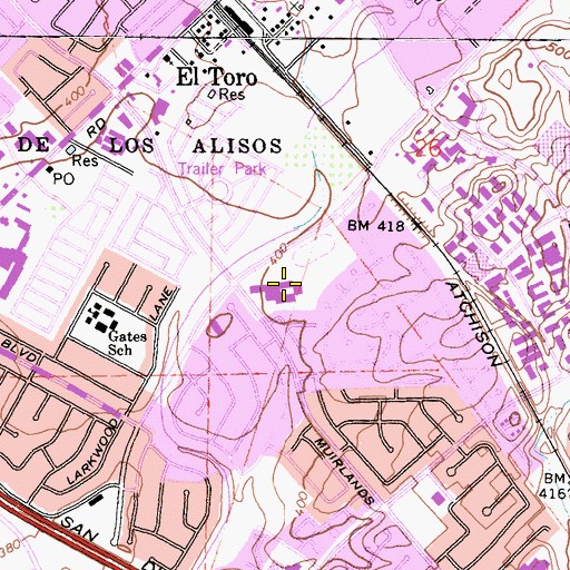 Topographic Map of Los Alisos Intermediate School, CA