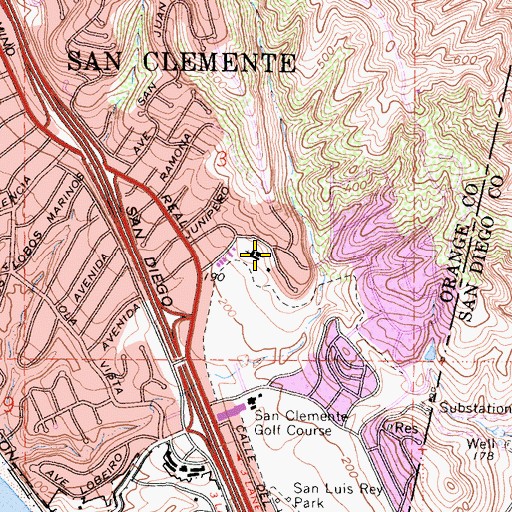 Topographic Map of Our Saviors Lutheran Church, CA