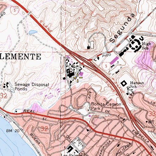 Topographic Map of Pico Plaza Shopping Center, CA