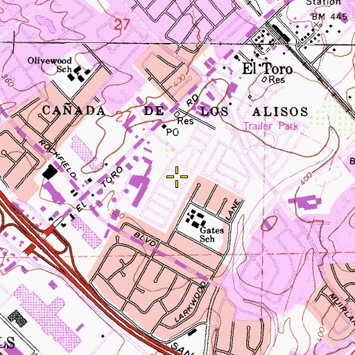 Topographic Map of Prothero Mobile Home Park, CA