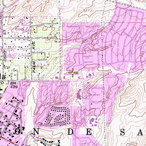 Topographic Map of The Country Club Shopping Center, CA