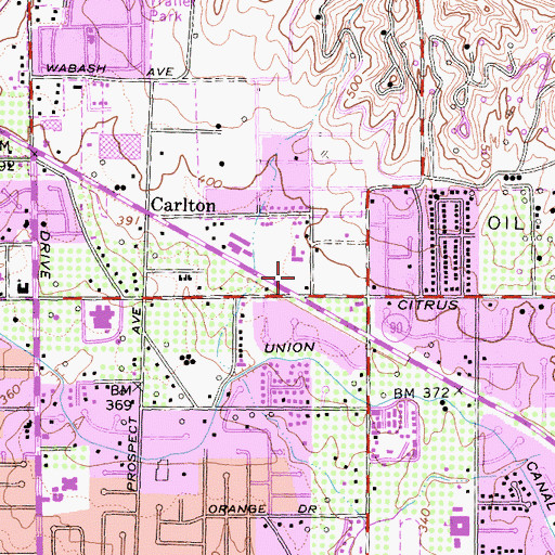 Topographic Map of Villa Yorba Shopping Center, CA