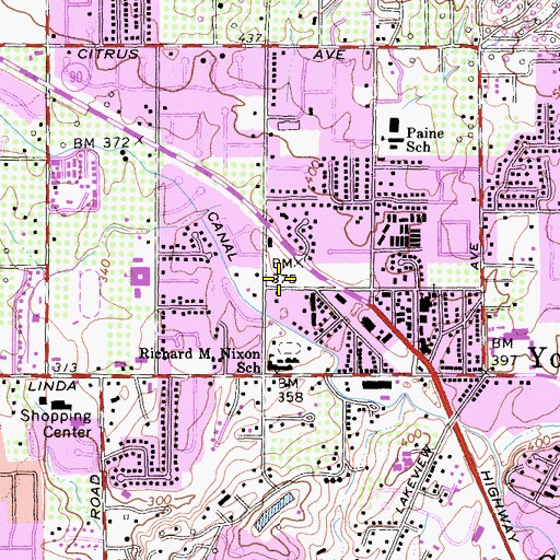 Topographic Map of Yorba Linda Post Office, CA