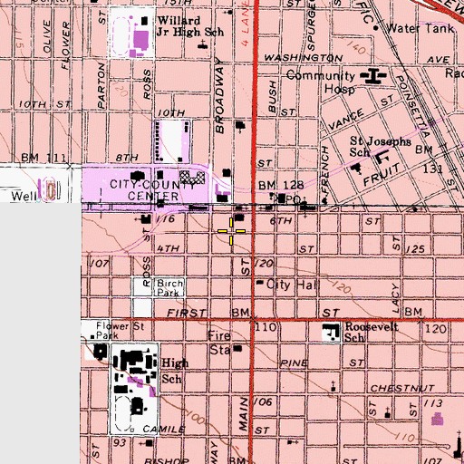 Topographic Map of Downtown Santa Ana Historic District, CA