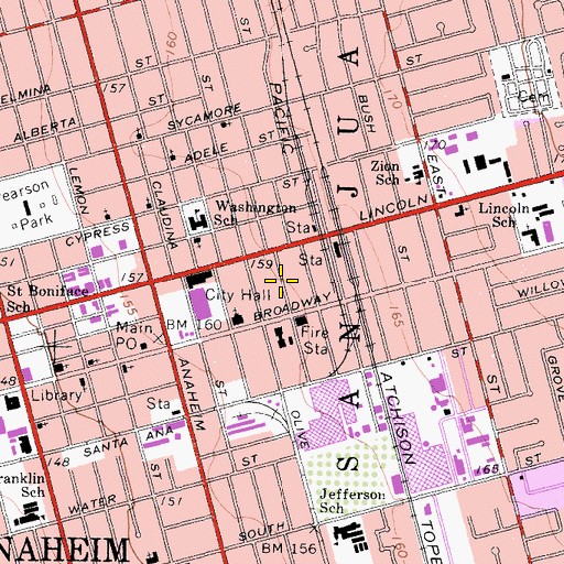 Topographic Map of Kroger-Melrose Historic District, CA