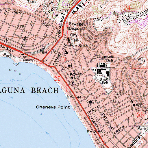 Topographic Map of Calvary Evangelical Free Church, CA