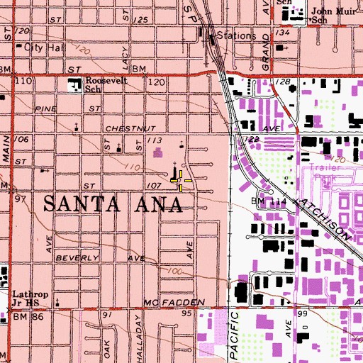 Topographic Map of Adeline C Walker Elementary School, CA