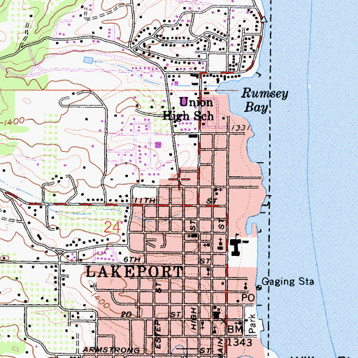 Topographic Map of Lakeport Bible Church, CA