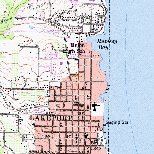 Topographic Map of Lakeport Bible Church, CA