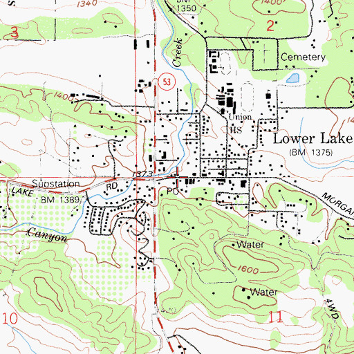 Topographic Map of Lower Lake Stone Jail, CA