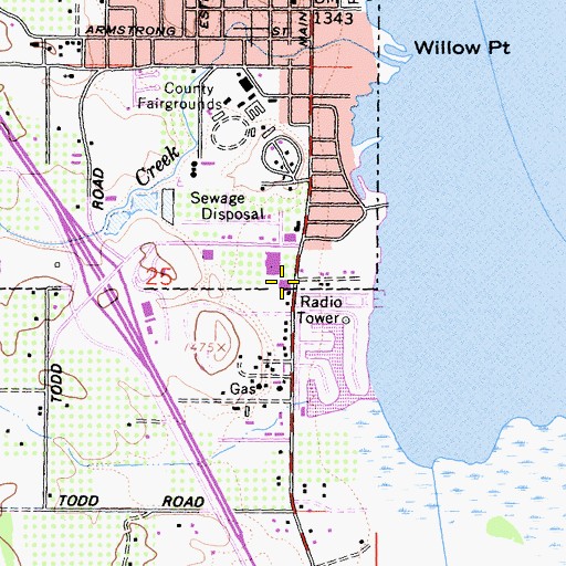 Topographic Map of Shoreline Shopping Center, CA