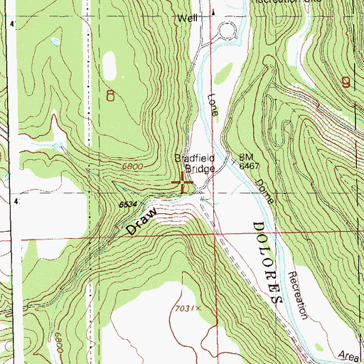Topographic Map of Bradfield Ranch, CO