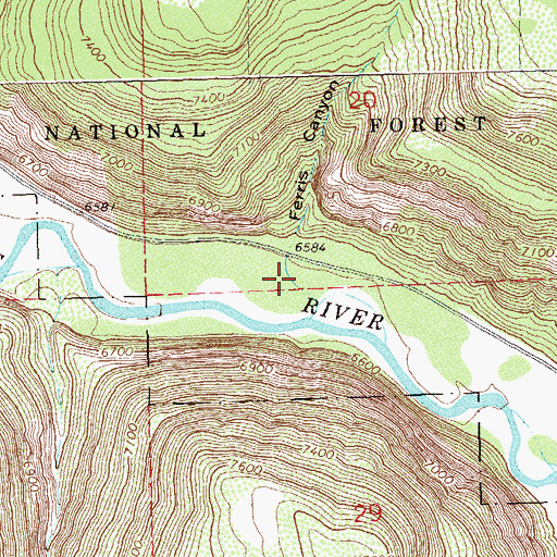 Topographic Map of Ferris Canyon, CO