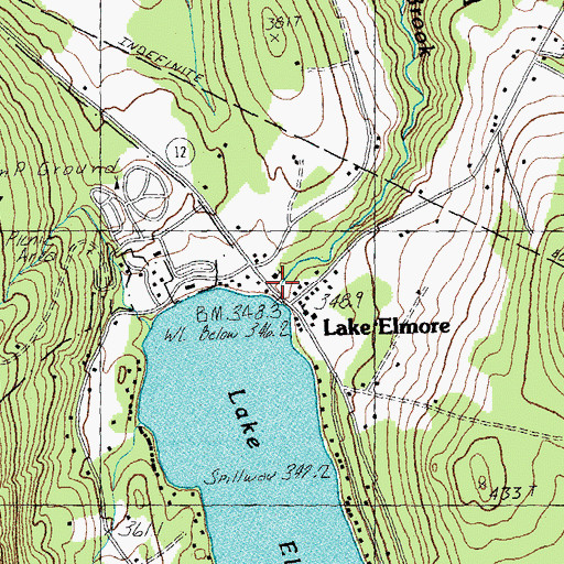 Topographic Map of Lake Elmore Dam, VT