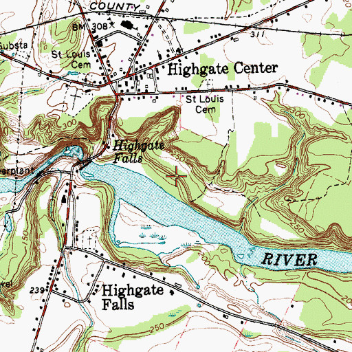Topographic Map of Highate Falls Dam, VT
