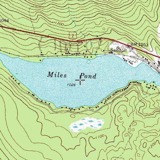 Topographic Map of Miles Pond Dam, VT