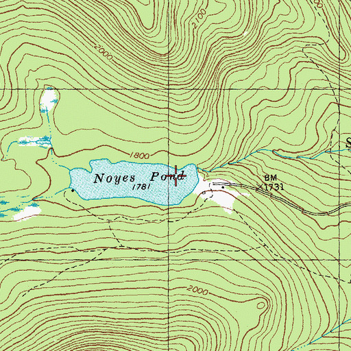 Topographic Map of Noyes Pond Dam, VT