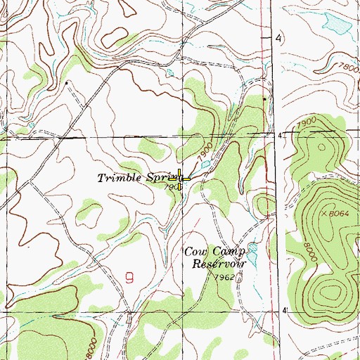 Topographic Map of Trimble Spring, CO