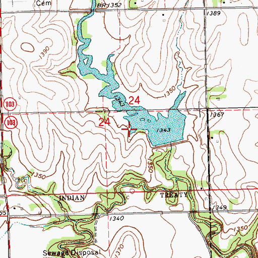 Topographic Map of Big Indian Creek Reservoir 17-A, NE