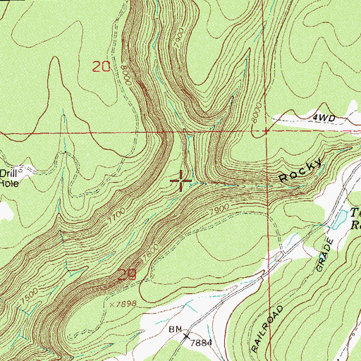 Topographic Map of Rocky Draw, CO