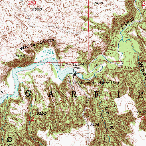 Topographic Map of Pine Canyon Dam, NE